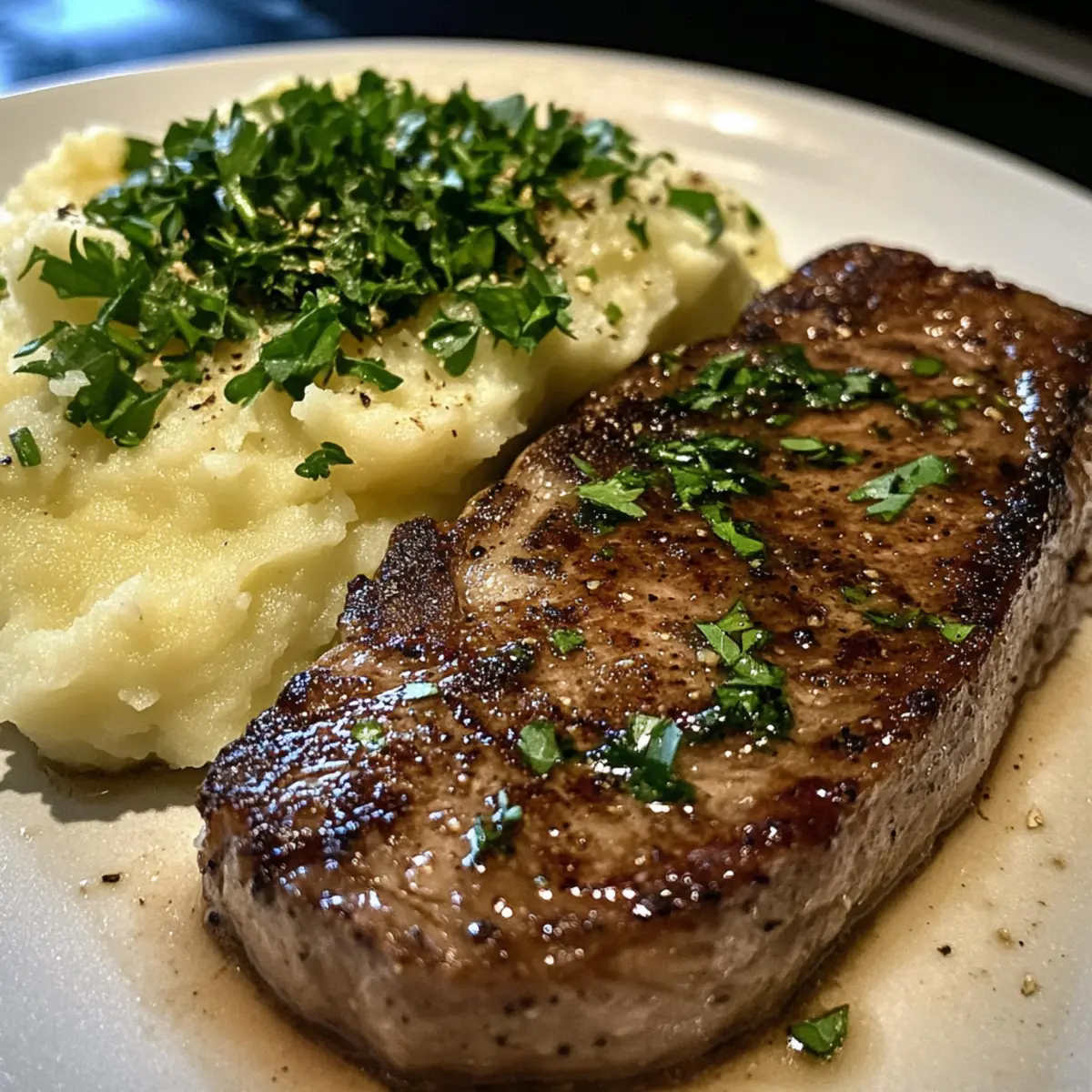 Whiskey Steak with Creamy Colcannon Mash